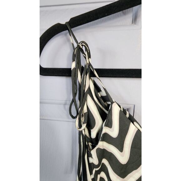 Zara The Safia Cowl Neck XS Swirl Mini Slip Dress Black White zebra abstract - Picture 5 of 6